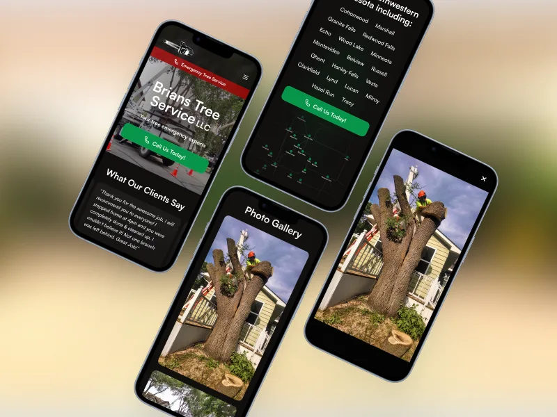 Brian's Tree Service website on phones