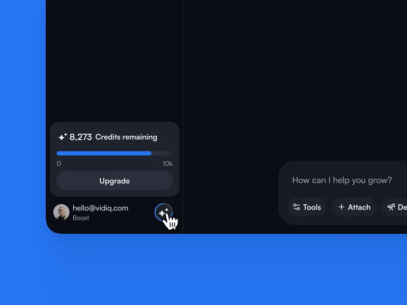 vidIQ credits meter, desktop