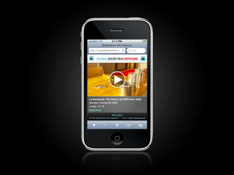 Global Short Film Network video player on iPhone