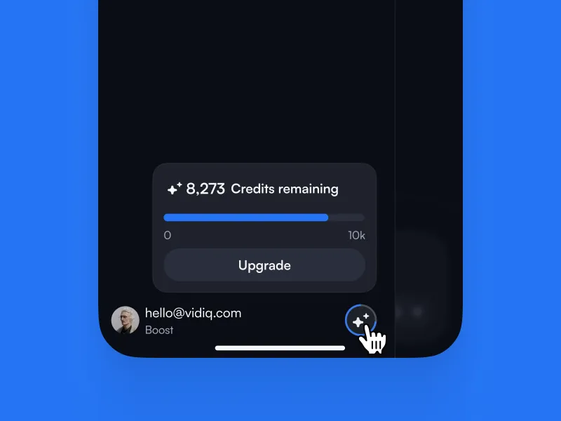 vidIQ credits meter, mobile
