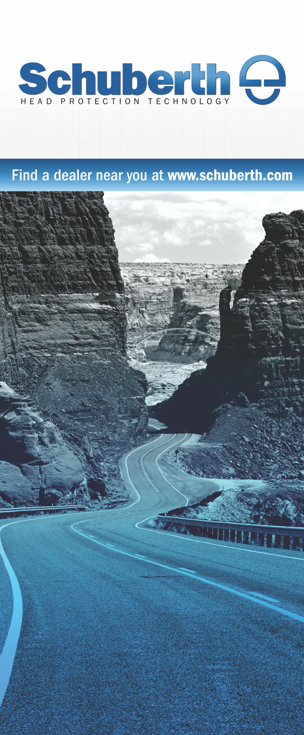 Schuberth banner, a canyon road