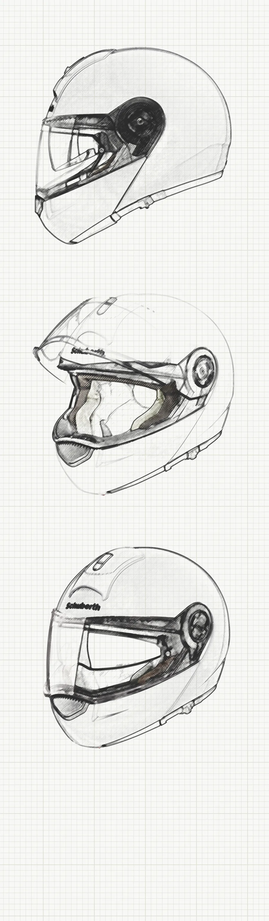 Schuberth booth wing, C3 sketches from the side