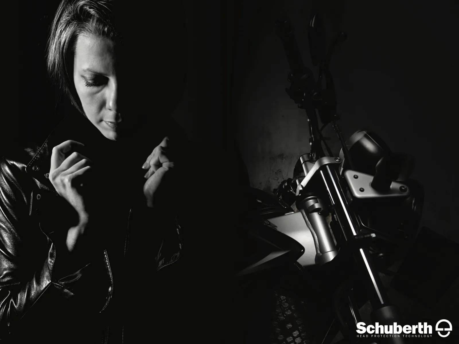 Schuberth luxury concept, a rider in black and white