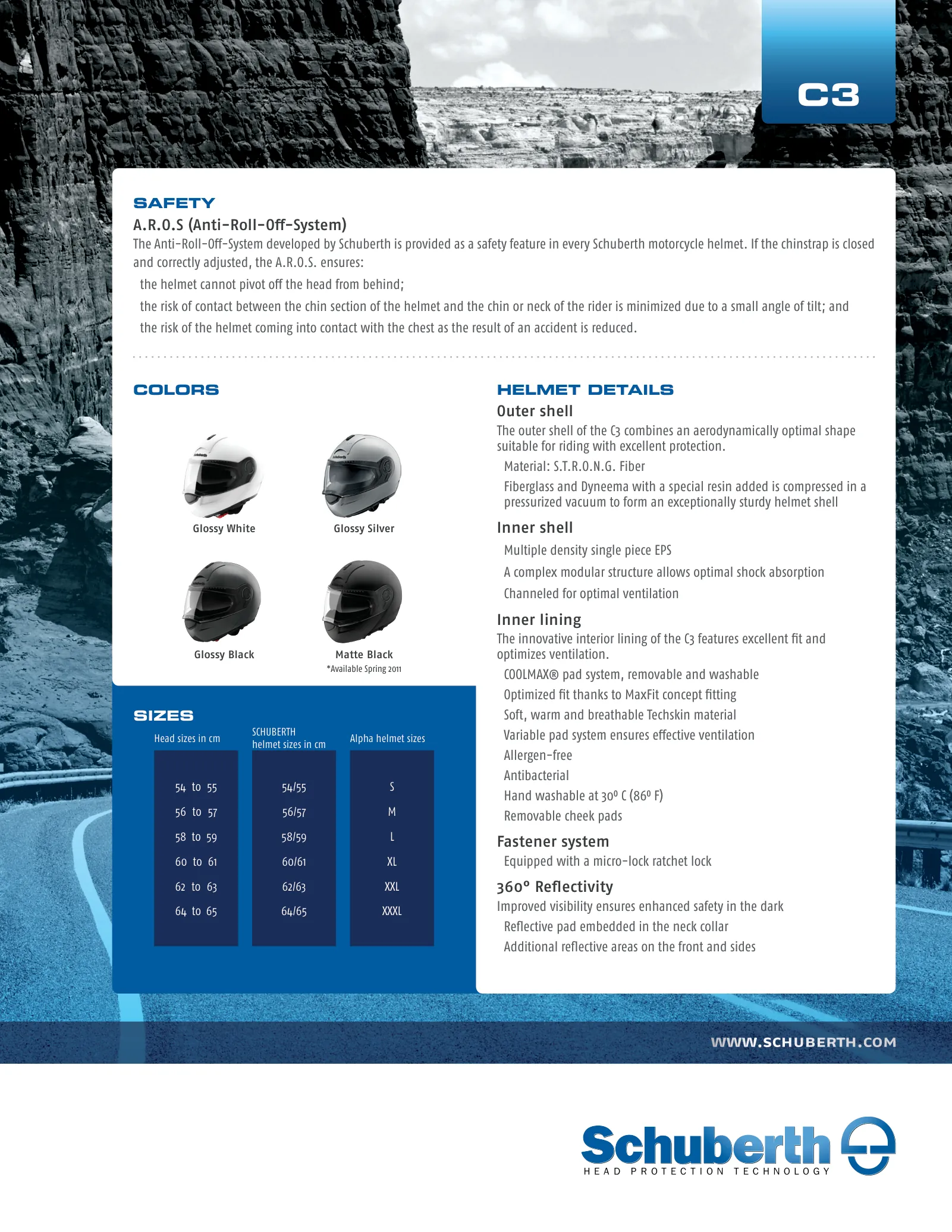 Schuberth dealer kit, C3 safety, colors and sizes