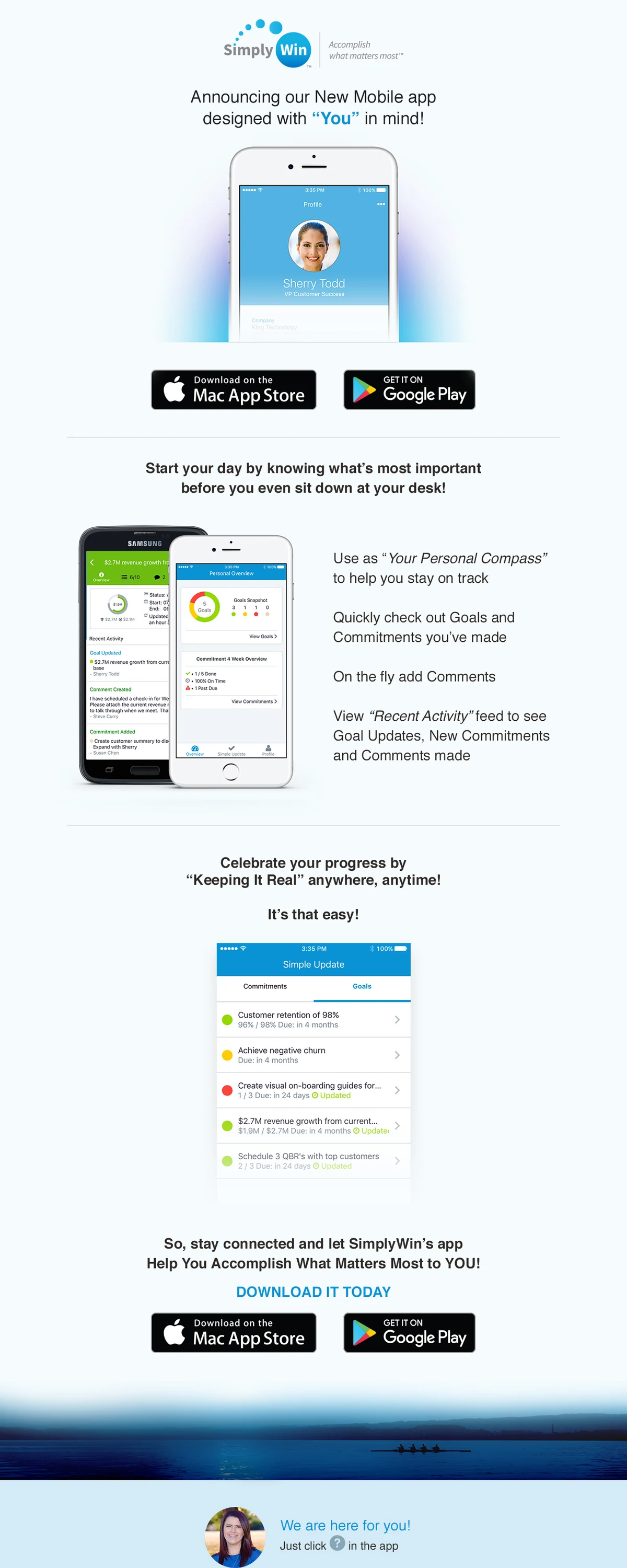SimplyWin app launch email