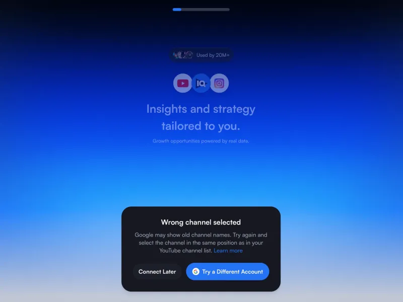vidIQ channel reconnect screen