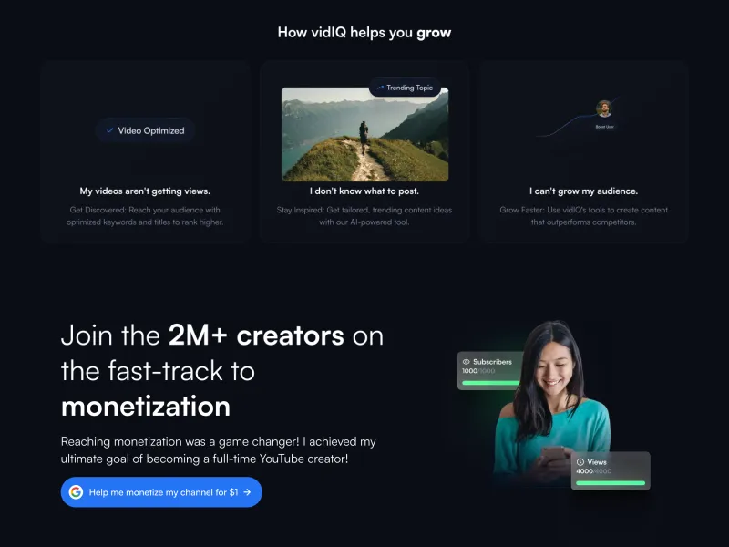 vidIQ monetization page