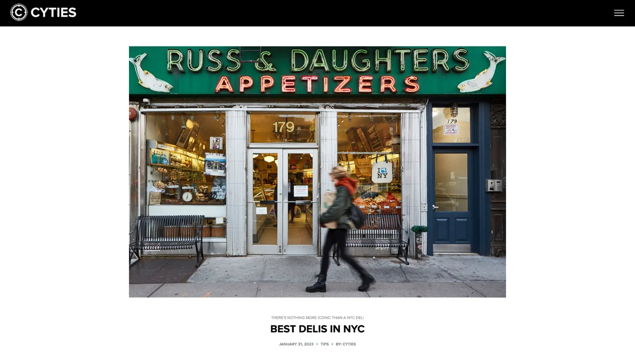 Best Delis in NYC, the story itself with the shopfront across the top