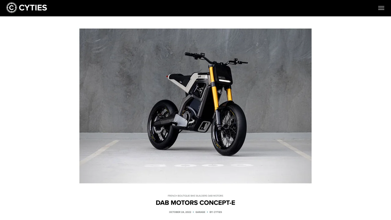 The Garage section, the DAB Motors Concept-E write-up