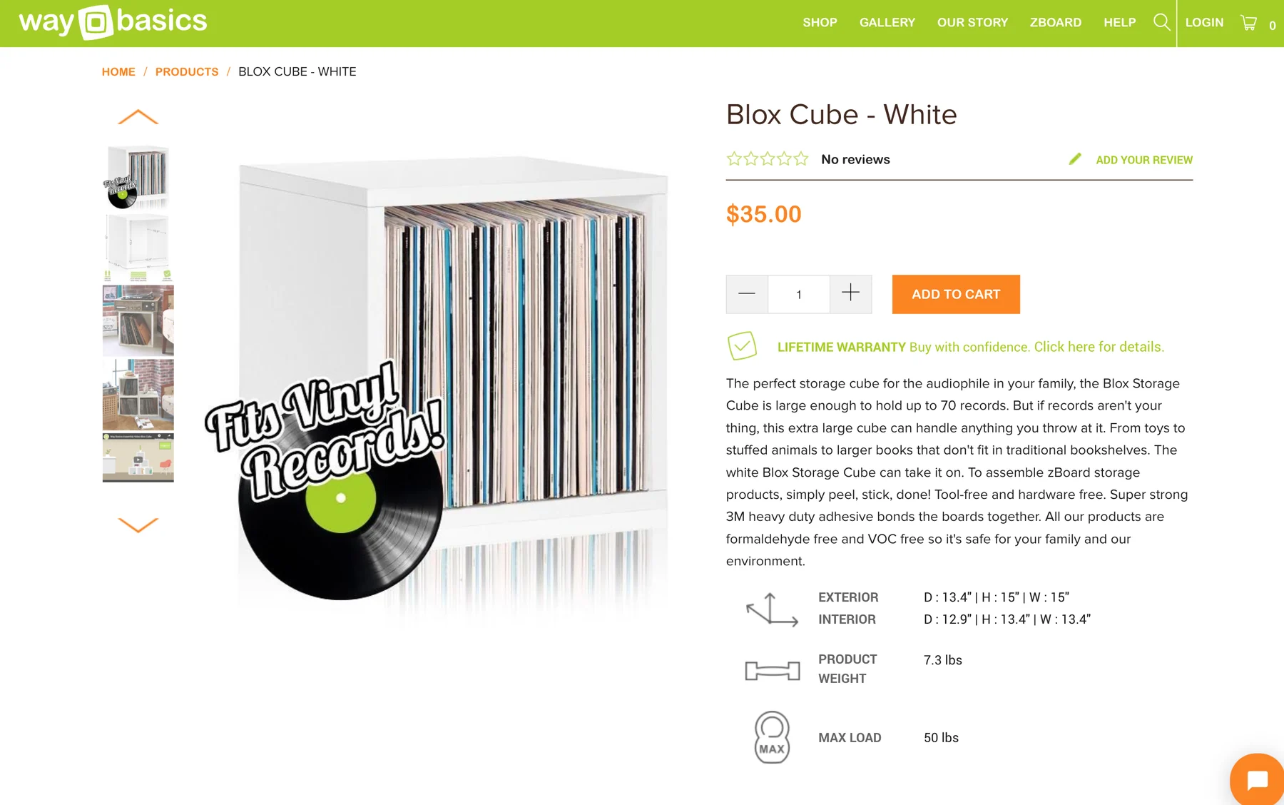 The Blox Cube page on desktop