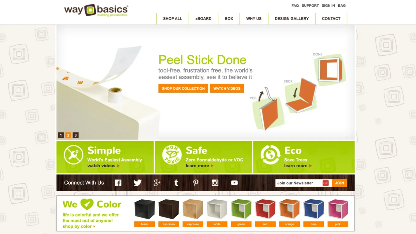 The relaunched home page on desktop