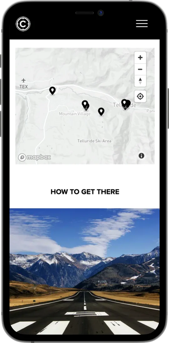 The Telluride story on a phone, the Mapbox map of where to go