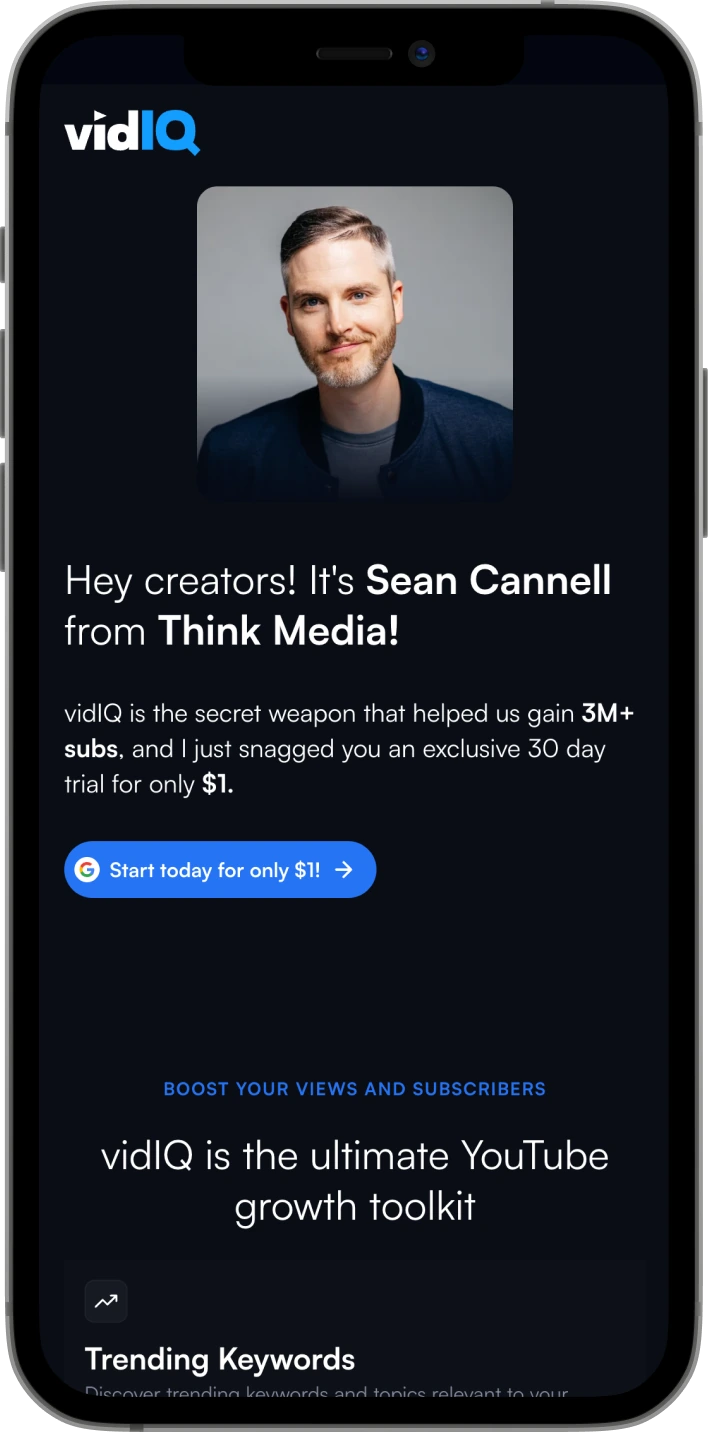 Think Media’s page on a phone