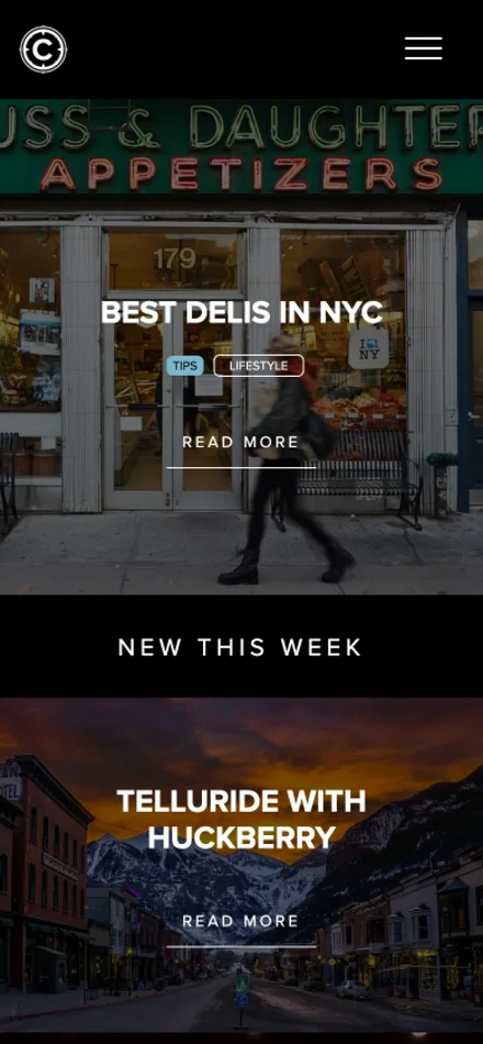 The same week on a phone, each story stacked full width